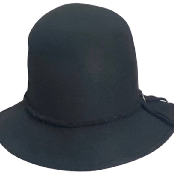 Magid Women’s Solid Black Wool Blend Hat With Brim & Rope Detail - Picture 2 of 8